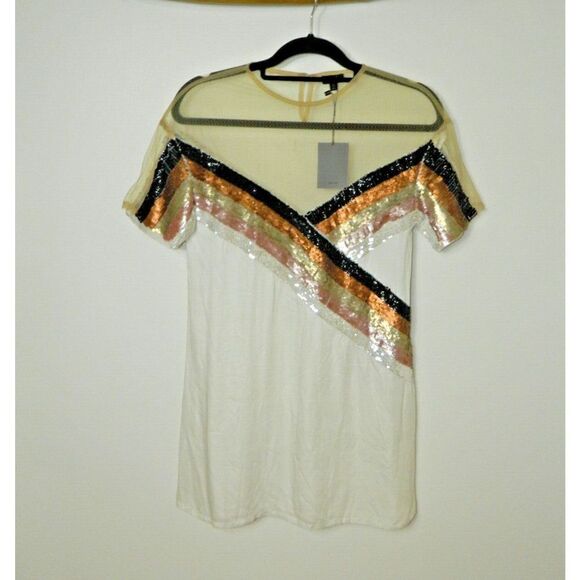 Revolve NBD Dress Size X-Small Sequin Ivory Gold Bronze Sequins Mini Dress - Picture 4 of 14